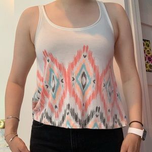 white billabong tank top with colorful detail